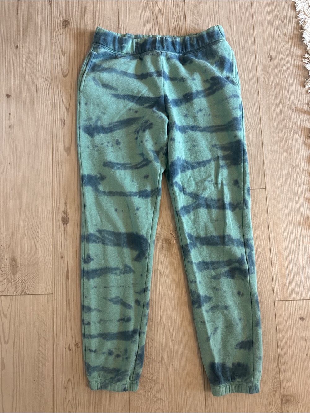 Kids XL Tie-Dye Green Fleece Jogger Pants
